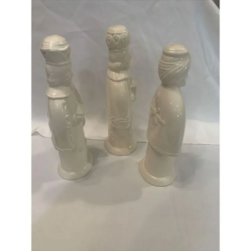 Three Wise Men Set of‎ 3 Ceramic Ivory Glazed Figures Christmas Decor MCM 11-10